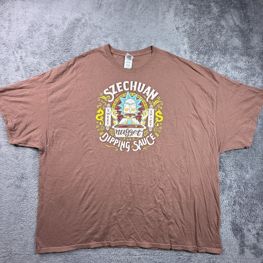 Rick and Morty Szechuan Dipping Sauce T-Shirt 5XL Brown Cotton Graphic Tee